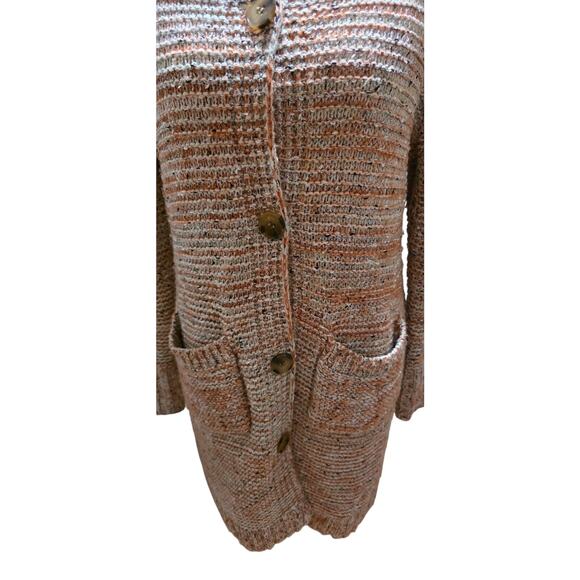 Easel Hooded Button-Front Cardigan – Pockets – Marled Knit – Size Small - Picture 2 of 7